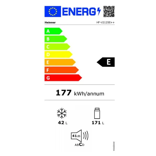 HeINNER HF-V212SE++ Šaldytuvas 2D, 212 L, Sidabrinis image 2