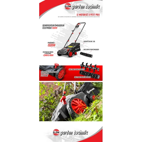 Elem Garden Technic Elektrinis skarifikatorius-aeratorius, 1500 W image 3