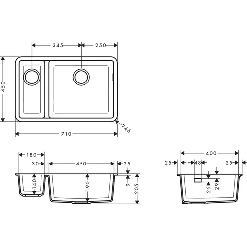 Hansgrohe S51 S510-U635 plautuvė po stalviršiu, 43433290 image 2