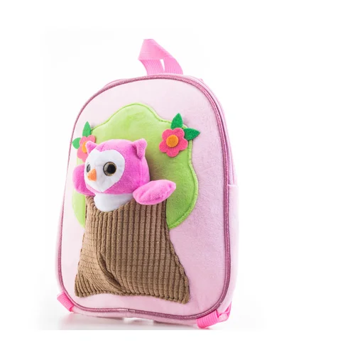 G21 Toy 60026090 Rožinė vaikiška kuprinė su pliušine pelėda image 1
