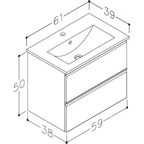 Raguvos Baldai COSMOS Apatinė spintelė su praustuvu, 61 cm, Pilka matinė image 2