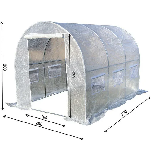 Šiltnamis su armuota plėvele, 7 m2, 2 x 3,5 m, baltas image 3