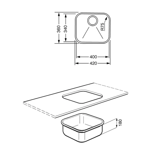SMEG UM40 įmontuojama plautuvė po stalviršiu image 2