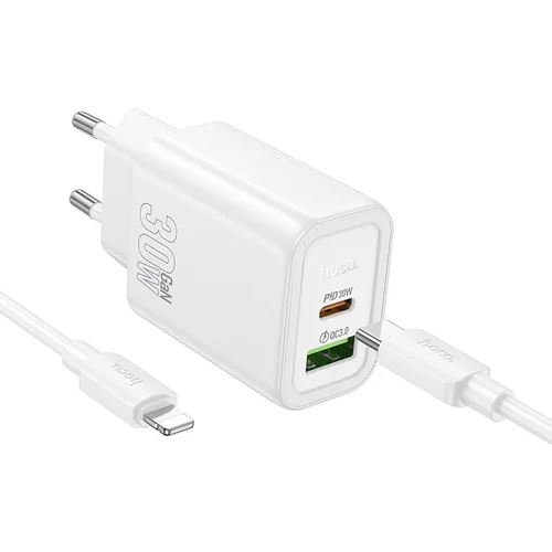 Hoco N63 30W GaN įkroviklis USB-C/USB-A Baltas image 1