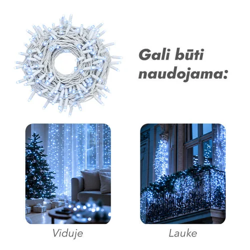 PROLED Lauko ir vidaus girlianda 10 m balta image 3