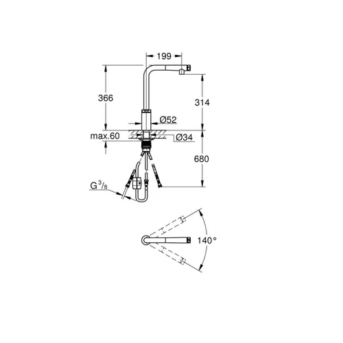 Grohe Minta SmartControl 31613000 virtuvinis maišytuvas, Chromo image 3