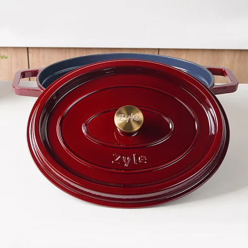 Zyle ZY040RKI ovalus emaliuotas ketaus puodas, 7,8 l image 3