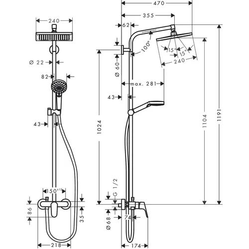 Hansgrohe Crometta E 27284000 Dušo komplektas image 2