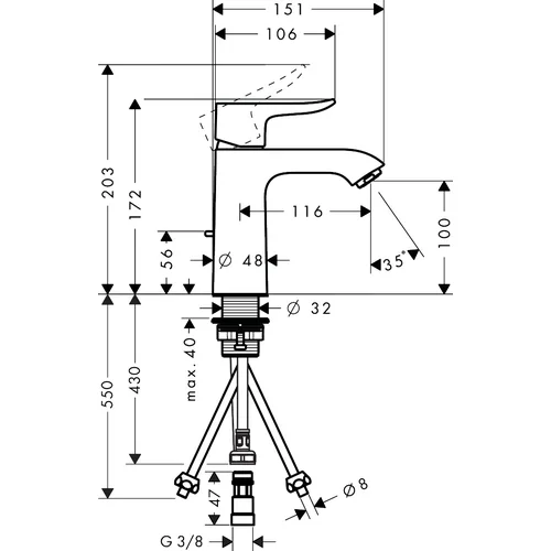 Hansgrohe Metris praustuvo maišytuvas 31074000 Chromo image 2