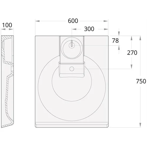 PAA CLARO GRANDE praustuvė virš skalbyklės 600×750 mm image 3