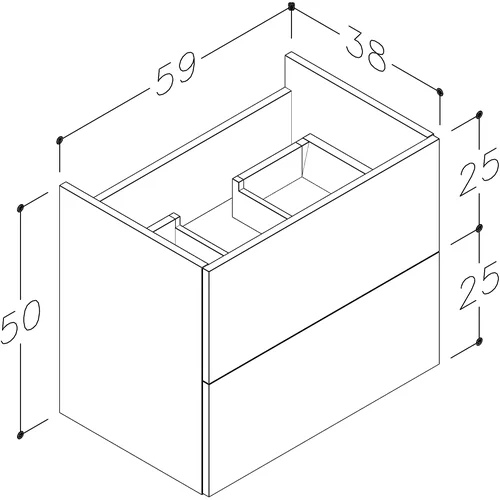 Apatinė spintelė Kame Duet BU/6-2DR/1, 60 cm, Juodas ąžuolas image 2