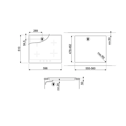 Smeg SI964NM Indukcinė kaitlentė 60 cm Juoda image 3