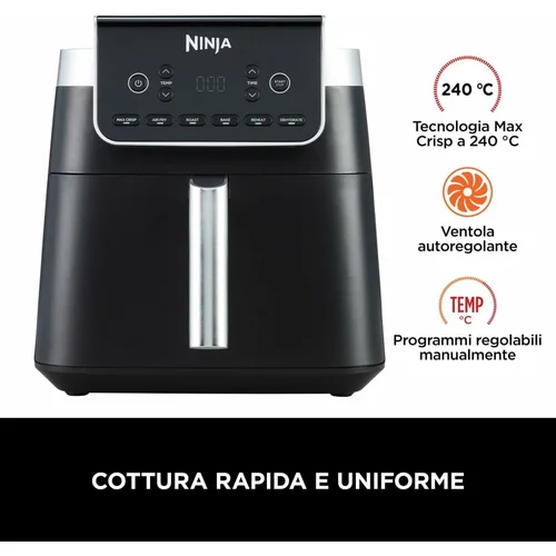 Ninja AF180EU karšto oro gruzdintuvė, 6,2 L, Juoda image 2
