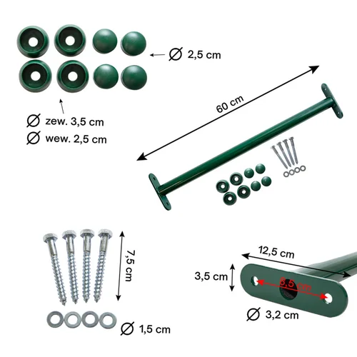 Metalinis skersinis 60 cm, žalias image 2