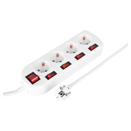 Buitinis ilgintuvas su įžeminimu, 3 x 1.5 mm, 1.5 m, 4 lizdų, baltas image 1