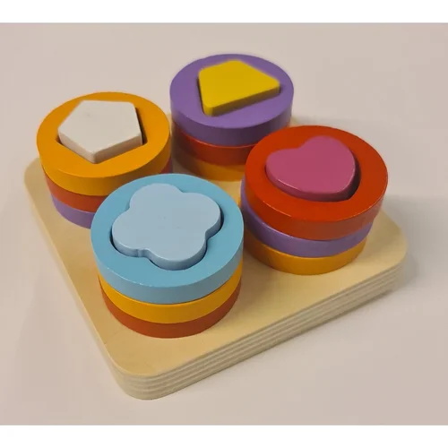 Medinė Montessori dėlionė-rūšiuoklė „Spalvos ir formos“ image 1