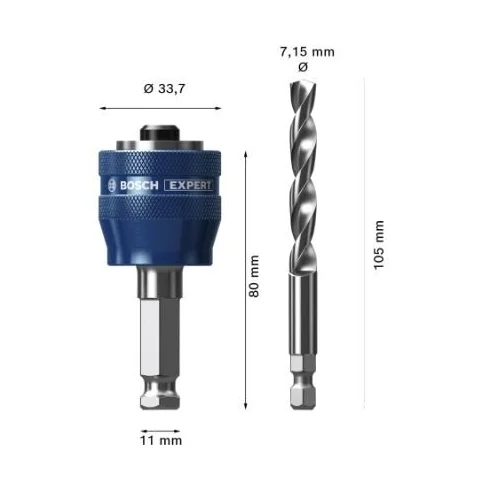 Adapteris Bosch PC Plus 3/8" ir HSS-G 7, 15x105mm grąžtas image 3