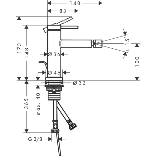 Hansgrohe Tecturis S 73201700 Bide maišytuvas Matinė balta image 2