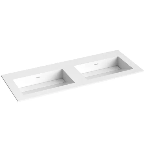 Dvigubas praustuvas Kame CORIAN, CN1214618-D-BS, 120 cm, Balta matinė image 1