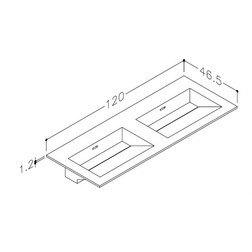 Dvigubas praustuvas Kame CORIAN, CN1214618-D-BS, 120 cm, Balta matinė image 2