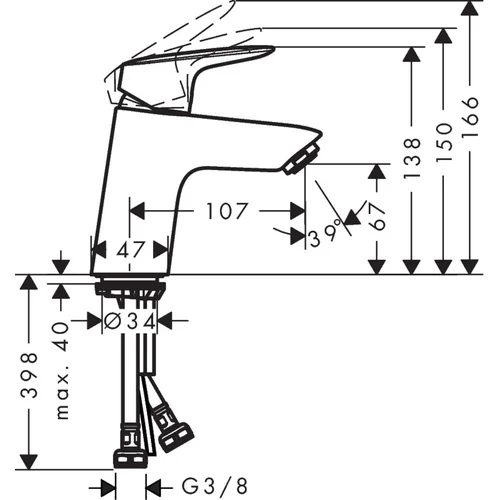 Hansgrohe Logis 71076000 praustuvo maišytuvas Chromo image 2