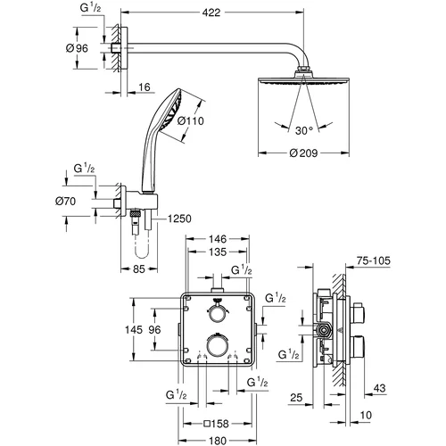 Grohe Grohtherm Cosmopolitan 210 34734000 potinkinis dušo komplektas image 3