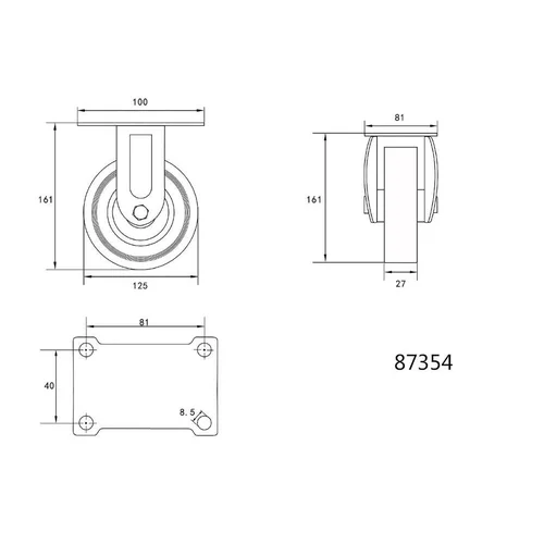 Vorel ratukas vežimėliui guminis, pilkas d-125mm, 100kg image 2