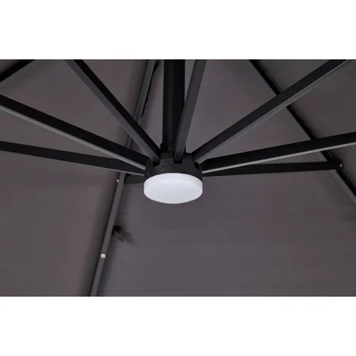 Lauko skėtis su LED apšvietimu, ⌀ 300 x 249 cm, juodas image 2