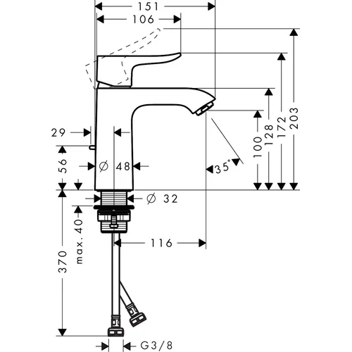 Hansgrohe Metris 31203000 Praustuvo maišytuvas Chromo image 2
