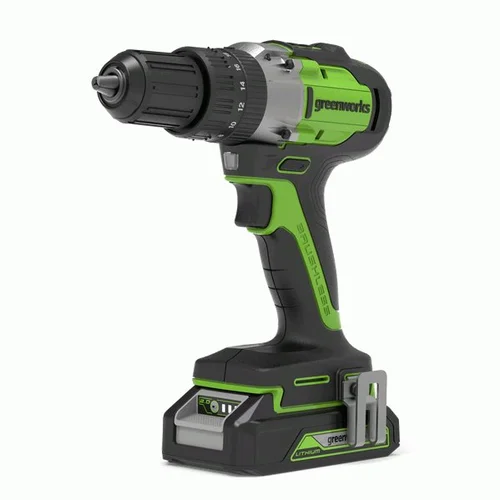 Greenworks GD24DD60K2 Akumuliatorinis suktuvas-gręžtuvas, 24 V, 2,0 Ah, 60 Nm image 2