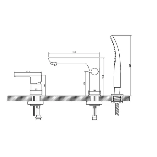 Invena Siros BW-90-S01-A vonios krašto maišytuvas chromo image 2