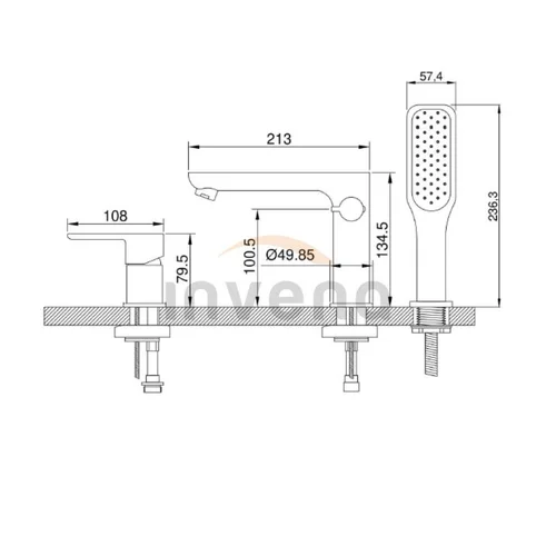 Invena Siros BW-90-S01-A vonios krašto maišytuvas chromo image 3