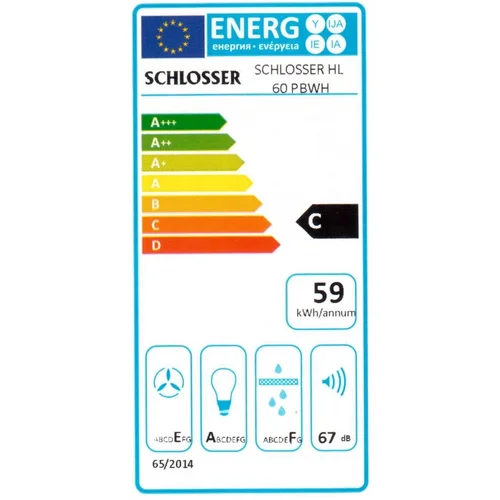 Schlosser HL60PBWH GLASS 60 cm įmontuojamas gartraukis image 2