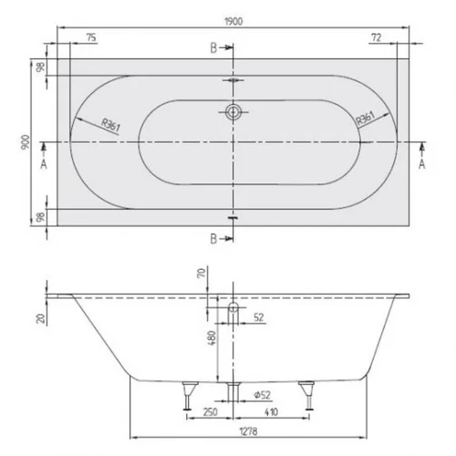 Villeroy & Boch Oberon Vonia 1900x900 UBQ199OBE2V-01 image 2