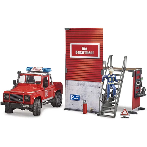 BRUDER 62701 gaisrinė stotis su Land Rover Defender ir ugniagesiu image 3