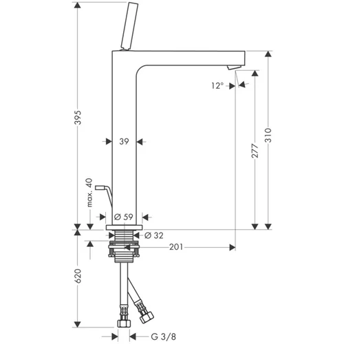 Hansgrohe AXOR Citterio 39020000 Chromo praustuvo maišytuvas image 2