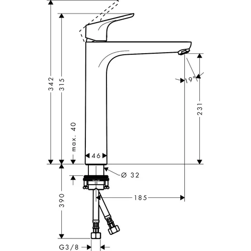 Hansgrohe Focus 31532000 praustuvo maišytuvas Chromo image 2