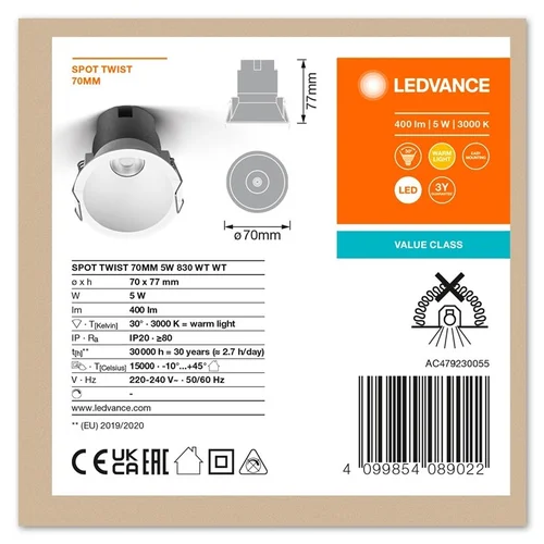 Ledvance Twist TWIST įleidžiamas šviestuvas, 5W, 3000°K, LED image 2