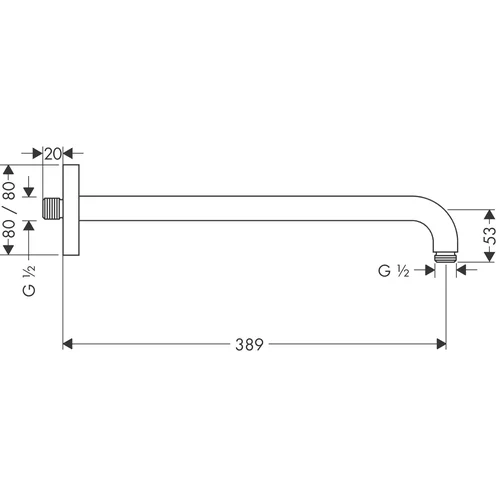 Hansgrohe Dušo galvos laikiklis E 38.9 cm, 27446000, chromas image 2