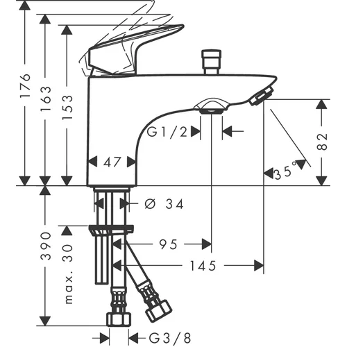 Hansgrohe Logis 71315670 Vonios/dušo maišytuvas Juoda matinė image 2