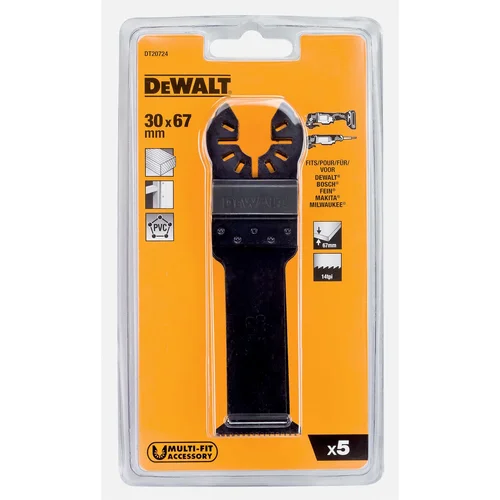 DeWalt Daugiafunkcinio įrankio geležtės 30x67 mm DT20724, 5 vnt. image 3
