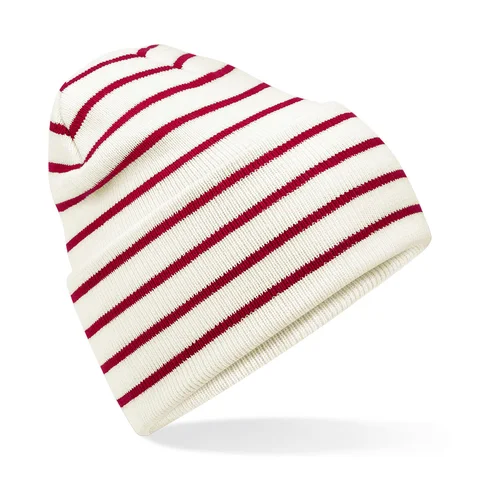 Dryžuota Beechfield B39R kepurė - Vieno dydžio, Soft White/Classic Red image 3