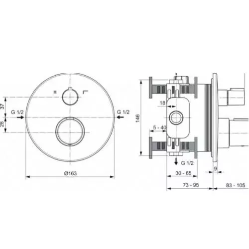 Ideal Standard Ceratherm T100 potinkinė dušo sistema A7671XG image 2