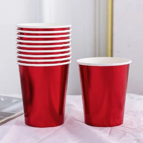 Algon popieriniai vienkartiniai puodeliai 200 ml, raudoni image 2