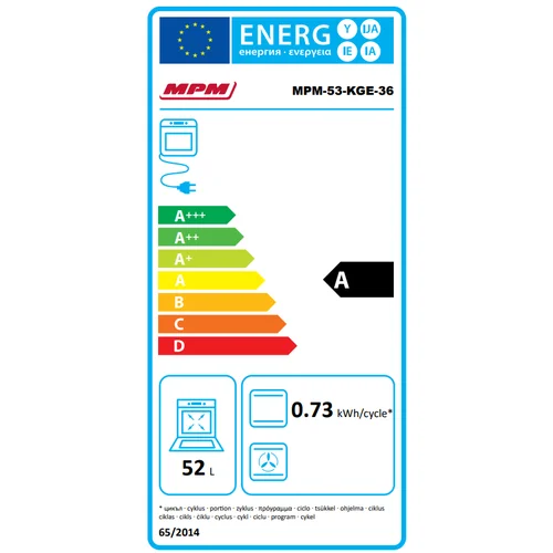 MPM MPM-53-KGE-36 dujinė viryklė su elektrine orkaitė 50 cm pločio image 3