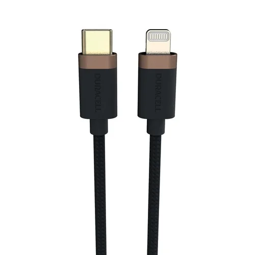 Laidas Duracell USB9012A, Lightning/USB-C, 1 m, pilka image 3