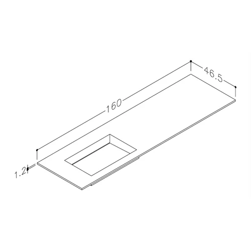 Kame Corian CN1600465-L-BS Praustuvas, 160 cm, Balta matinė image 3