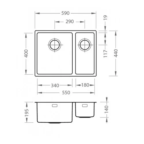 Alveus Kombino 120 Iš apačios montuojama plautuvė image 2