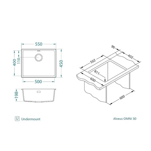 Alveus plautuvė Omni 30 G81 su sifonu image 3