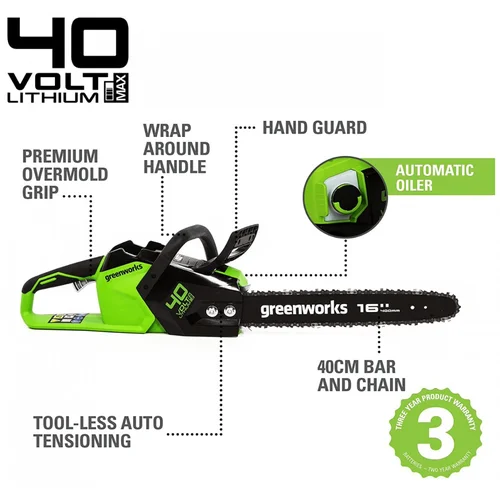 Greenworks GD40CS18K4 Akumuliatorinis pjūklas, 40 V, 4,0 Ah image 3